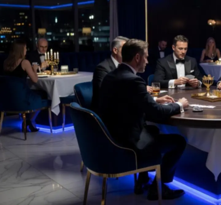 Exkluzív offline póker est elegáns, hangulatos asztalokkal
